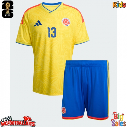 Colombia Yerry Mina #13 Replica Home Stadium Kit for Kids World Cup 2026 Short Sleeve (+ pants)